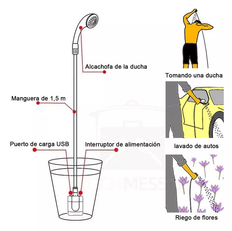 Ducha Portatil Regadera Con Bomba